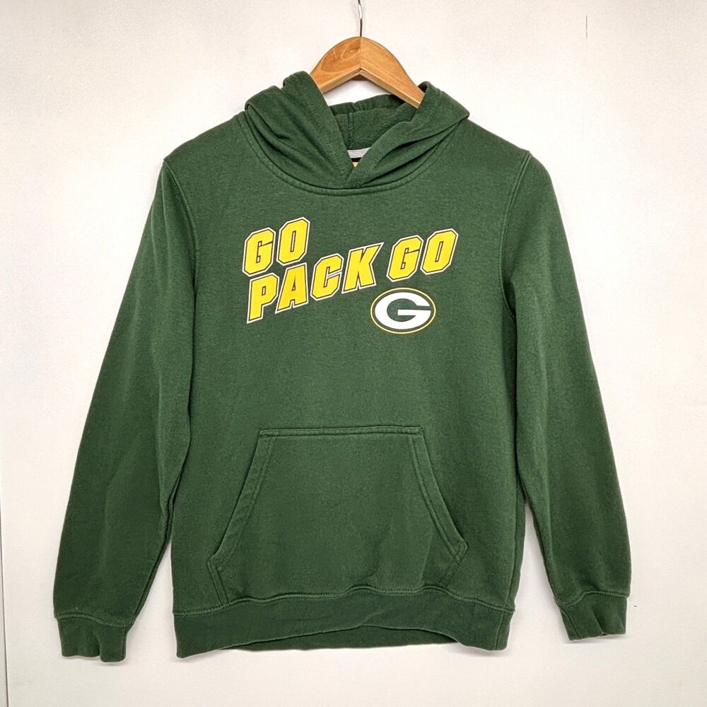 Green Bay Packers Go Pack Go Hoodie NFL Team Apparel Green Youth Size Lg 14/16